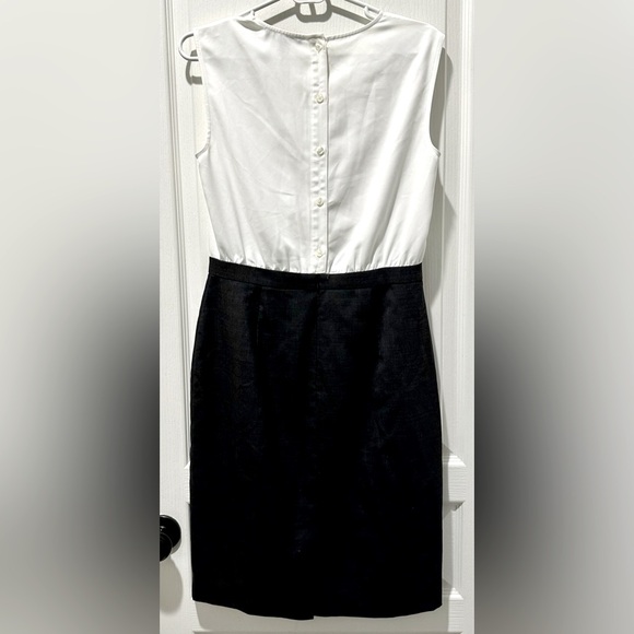Brooks Brothers Sleeveless Black/White Color Block Button Back Sheath Dress - Picture 6 of 8